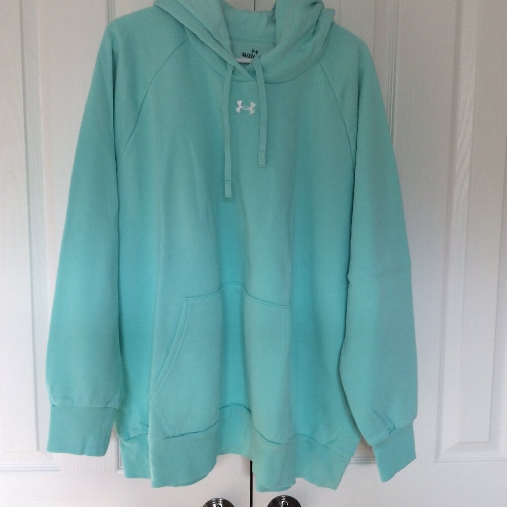 Under Armour Womens Ocean Turquoise Blue Hoodie, Plus Size 3X